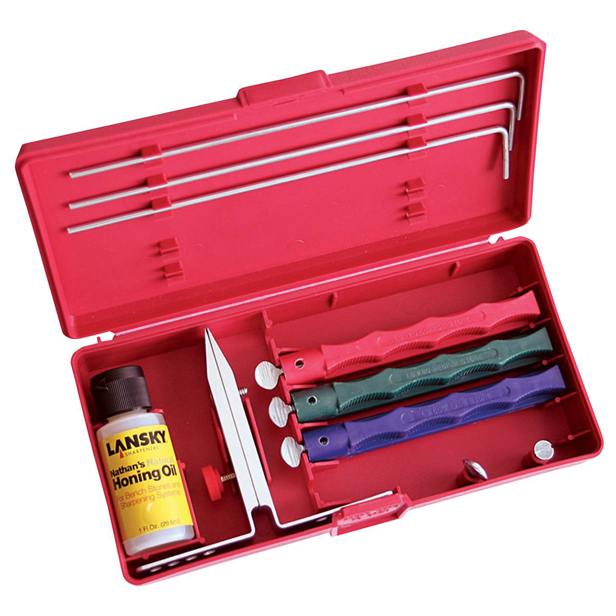 Lansky Sharpeners Standard Sharpening Kit — Multi-Angle Knife Clamp, Color-Coated Hones, Model# LANLKC03